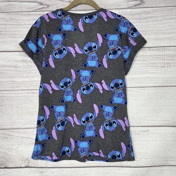 Disney Sitting Down Smiling Blue Stitch Short Sleeve t-shirt Juniors size L - Picture 4 of 4